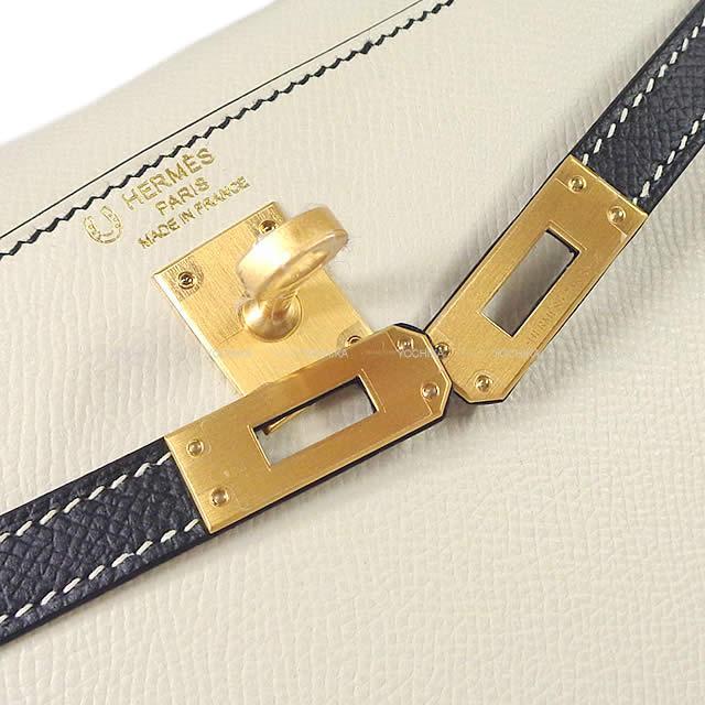 HERMES エルメス ハンドバッグ ケリー25 外縫い スペシャルオーダー クレ/黒 エプソン マットゴールド金具 新品
