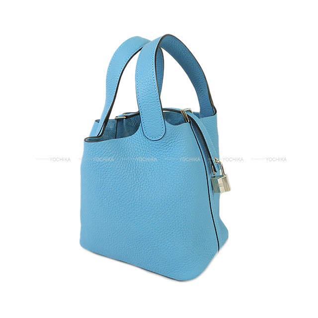 HERMES エルメス ハンドバッグ ピコタンロック 18 PM ブルーデュノール トリヨン シルバー金具 新品