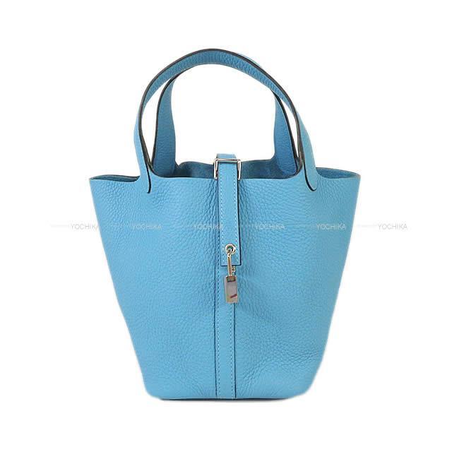 HERMES エルメス ハンドバッグ ピコタンロック 18 PM ブルーデュノール トリヨン シルバー金具 新品