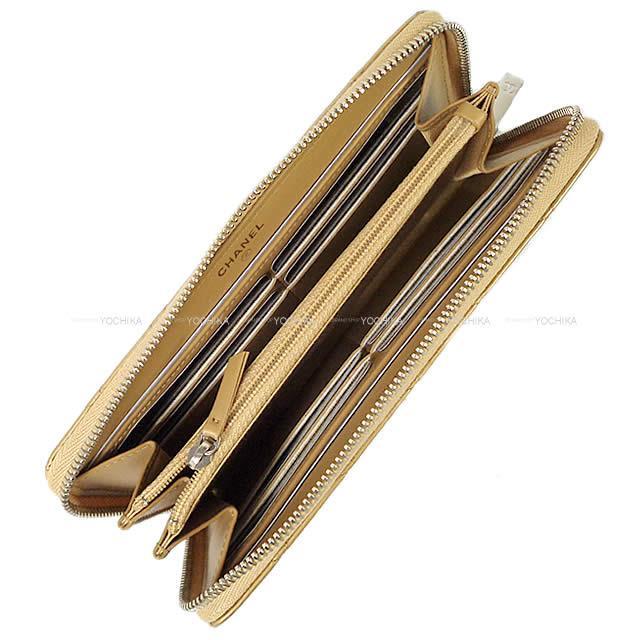 CHANEL シャネル ブリリアント ラウンドファスナー 長財布 ベージュゴールド エナメルレザー A50106 新品未使用