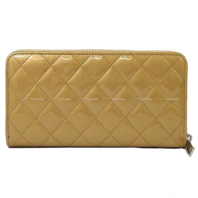 CHANEL シャネル ブリリアント ラウンドファスナー 長財布 ベージュゴールド エナメルレザー A50106 新品未使用