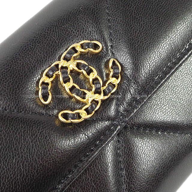 2019年 秋冬 新作 CHANEL シャネル 19 チェーン ココマーク マトラッセ フラップ 長財布 黒 新品