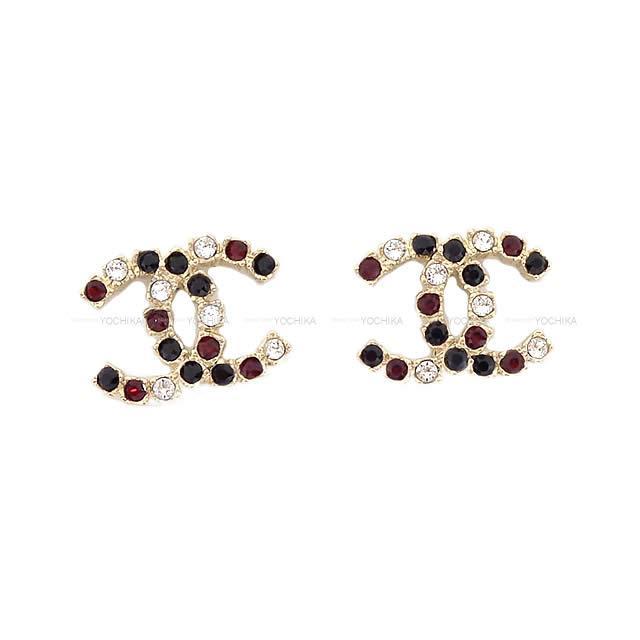 2019年 秋冬 新作 CHANEL シャネル カラーストーン ピアス ゴールド/赤/黒/クリスタル AB1644 新品
