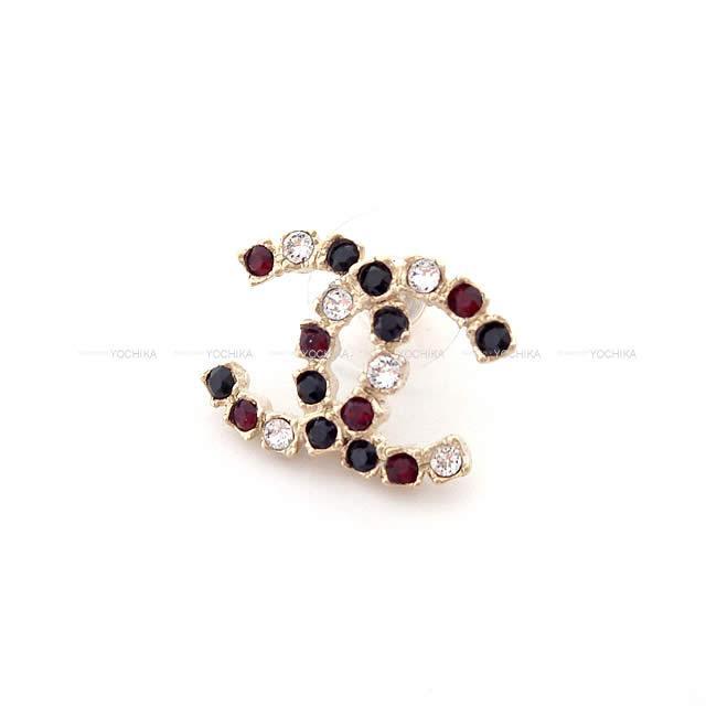 2019年 秋冬 新作 CHANEL シャネル カラーストーン ピアス ゴールド/赤/黒/クリスタル AB1644 新品