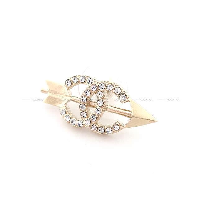 CHANEL シャネル ココマーク ラインストーン アロー(矢) ピアス ゴールド金具 AB2639 新品