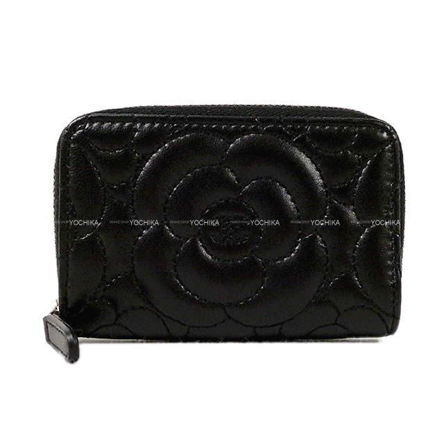 2017年 春夏 CHANEL シャネル ニューカメリア ステッチ コインケース 黒(ブ