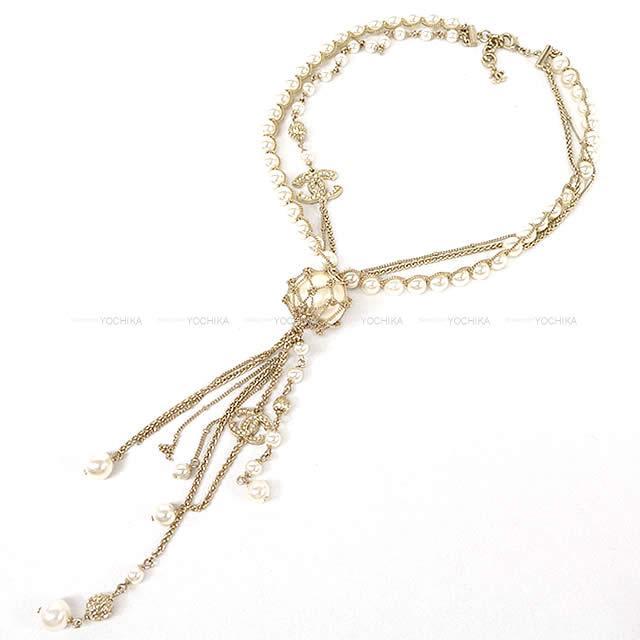 2019年 秋冬 新作 CHANEL シャネル ココマーク ビッグパール チェーン ロング ネッ