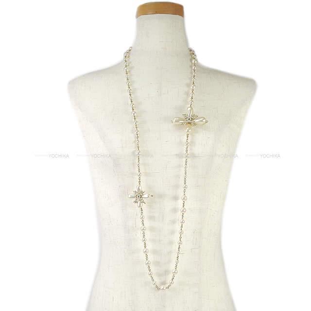 2014年 CHANEL シャネル クロス パール ココマーク ロング ネックレス  