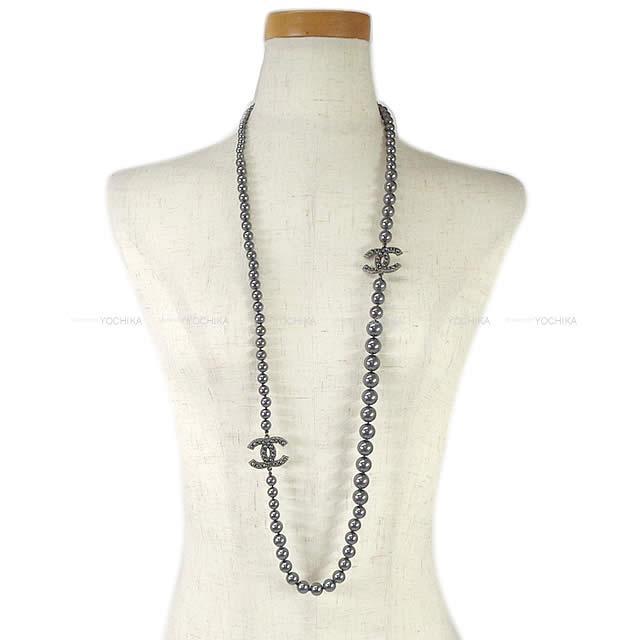 100周年記念 Chanel シャネル ココマーク ロング ネックレス パールメタリック アンティークシルバー金具 A 展示新品
