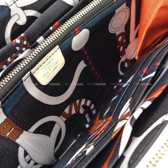 エルメス アザップ シルクイン 財布 "乗馬の装具一式" クレ/黒/シエンヌ エプソン/バレニア/シルク100% 新品