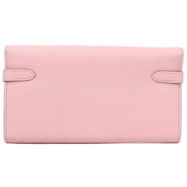 HERMES エルメス 長財布 ケリーウォレット ロング ローズサクラ シェーブル シルバー金具 新品