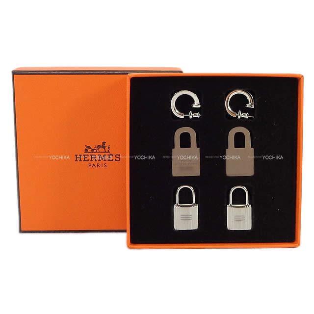 HERMES エルメス ピアス カデナ型 "オーケリー" エトープ スイフト シルバー金具 新品