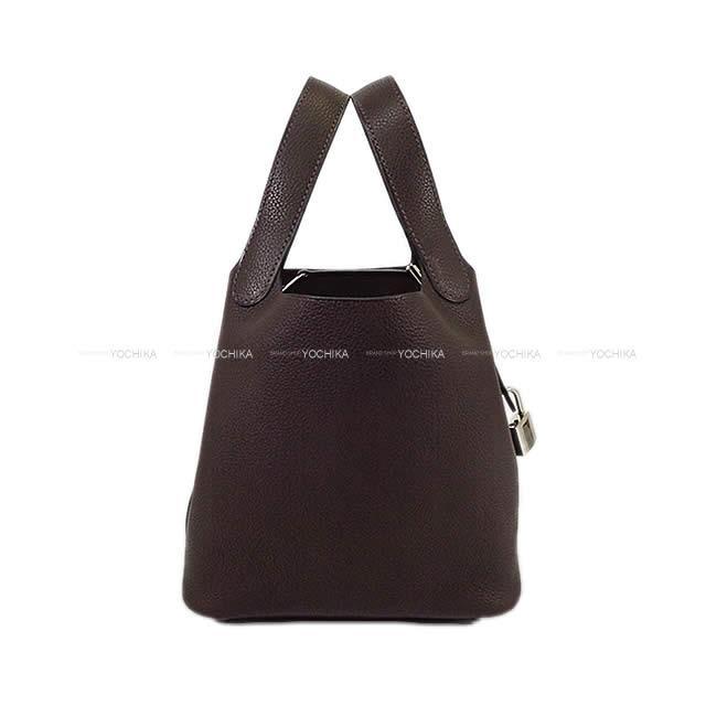 HERMES エルメス ハンドバッグ ピコタンロック 18 PM エベンヌ バレニアフォーブル シルバー金具 新品