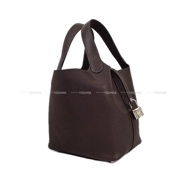 HERMES エルメス ハンドバッグ ピコタンロック 18 PM エベンヌ バレニアフォーブル シルバー金具 新品