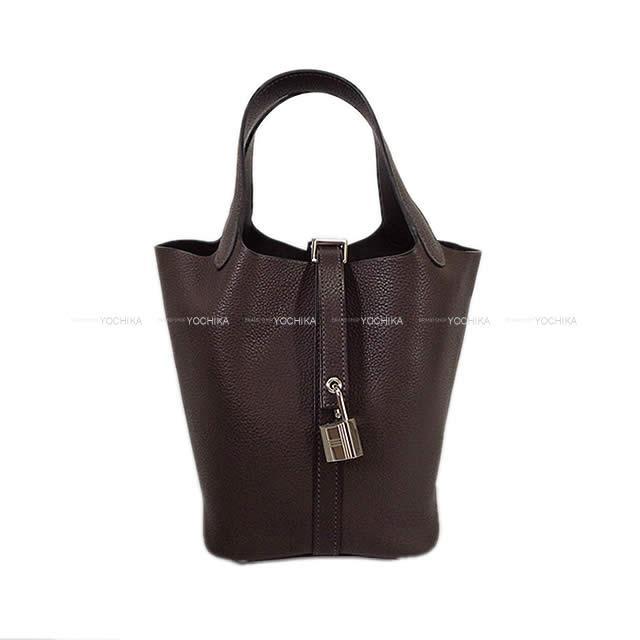 HERMES エルメス ハンドバッグ ピコタンロック 18 PM エベンヌ バレニアフォーブル シルバー金具 新品