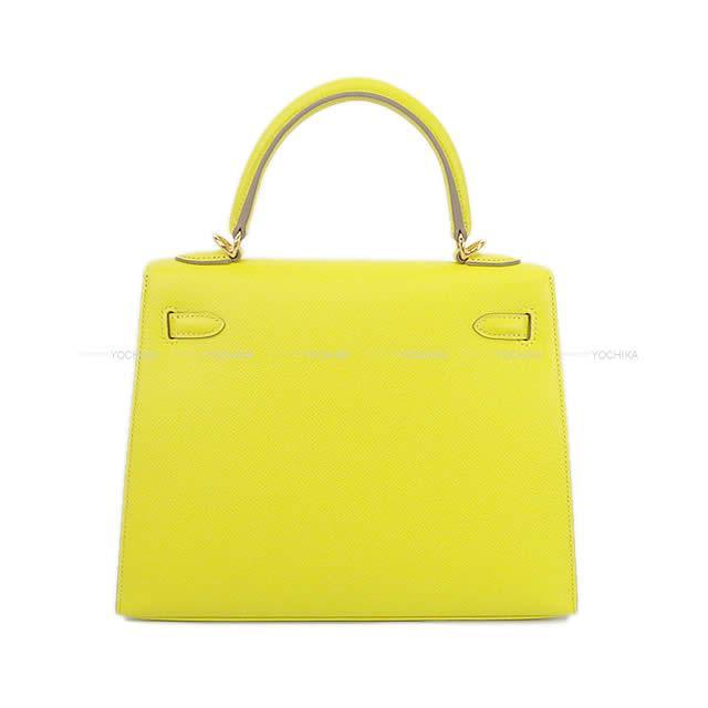HERMES エルメス ハンドバッグ ケリー25 外縫い  ライム エプソン ゴールド金具 新品