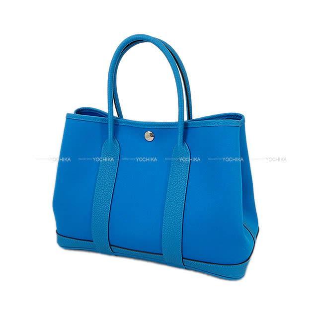 HERMES エルメス ハンドバッグ ガーデンパーティ 30 TPM ブルーザンジバル