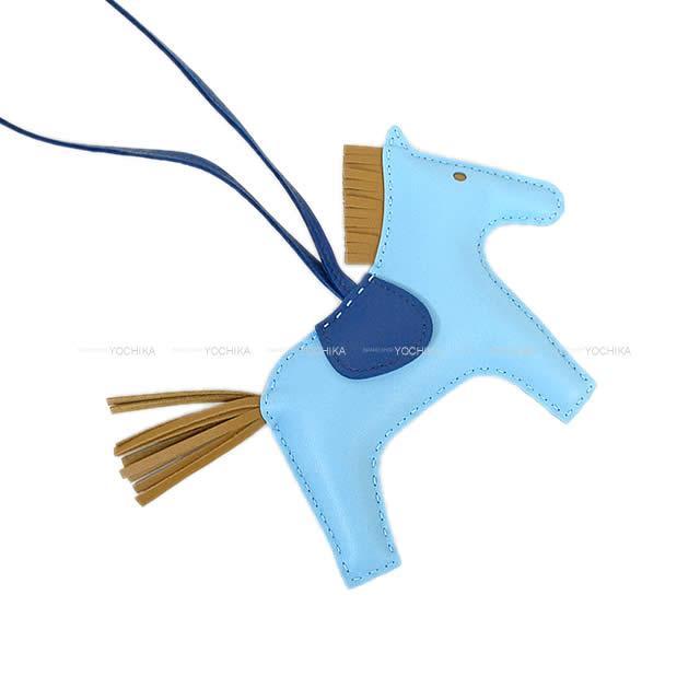 HERMES エルメス バッグチャーム "ロデオ/RODEO" MM セレステXブルーマルテ