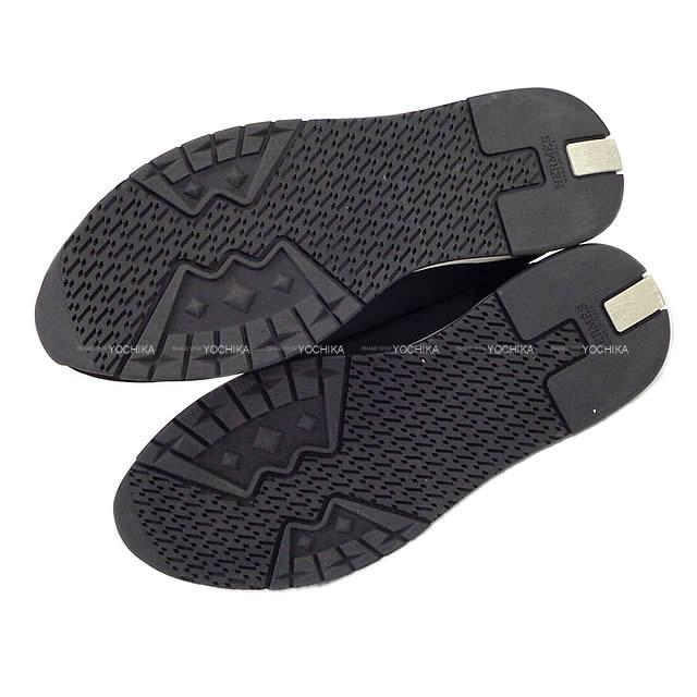 19年春夏 新作 Hermes エルメス メンズ スリッポン メッシュ スニーカー Tokyo トーキョー マリンx黒 ブラック ニットxトワルテクニック 40 新品同様 中古