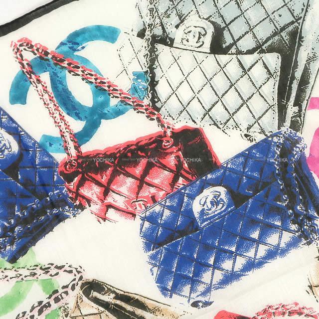 CHANEL シャネル ココマーク スカーフ マトラッセ バッグモチーフ 白 14S 新品未使用