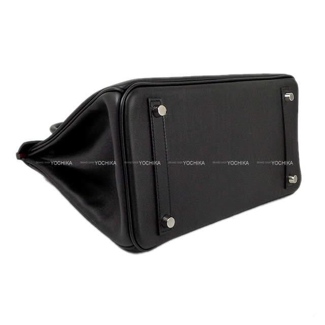 HERMES エルメス ハンドバッグ バーキン30 スペシャルオーダー 黒/ルージュグレナ スイフト シルバー金具 新品