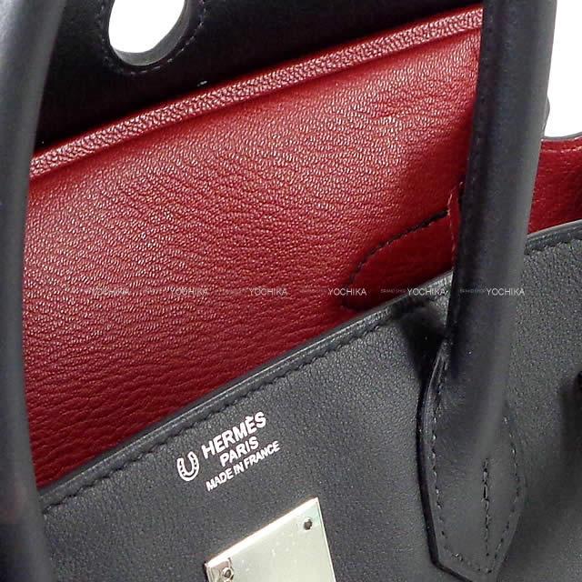 HERMES エルメス ハンドバッグ バーキン30 スペシャルオーダー 黒/ルージュグレナ スイフト シルバー金具 新品