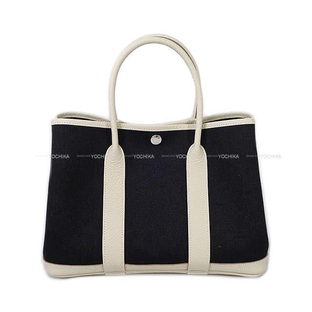 HERMES エルメス ハンドバッグ ガーデンパーティ 30 TPM 黒(ブラック)Xクレ