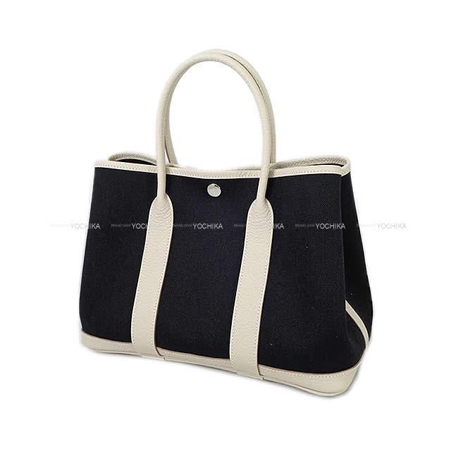 HERMES エルメス ハンドバッグ ガーデンパーティ 30 TPM 黒(ブラック)Xクレ
