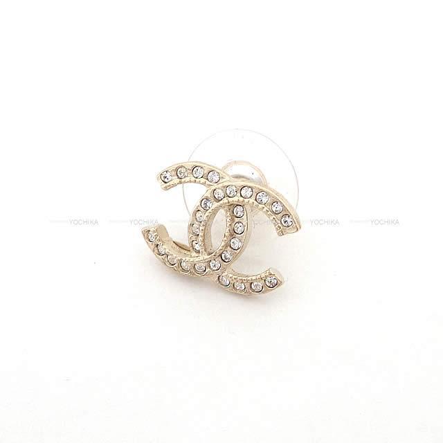 2019年 秋冬 CHANEL シャネル ココマーク ラインストーン ピアス ゴールド金具 AB2407 新品