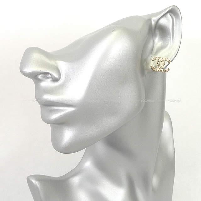 2019年 秋冬 CHANEL シャネル ココマーク ラインストーン ピアス ゴールド金具 AB2407 新品