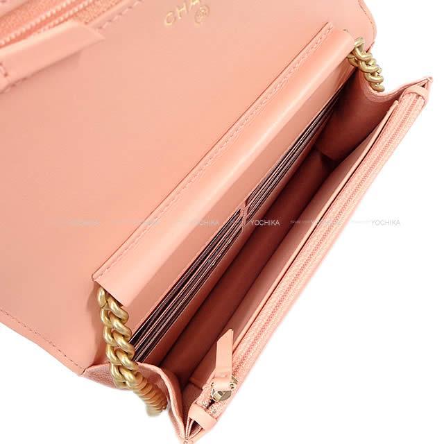 CHANEL シャネル 薄型 長財布 ピンク ゴールド 新品 ボーイシャネル CHANEL シャネル ボーイシャネル マトラッセ チェーン ウォレット