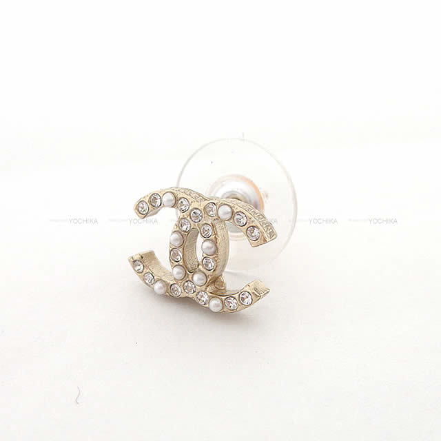 CHANEL シャネル パール ラインストーン ミニ ココマーク ピアス ゴールド AB3032 新品