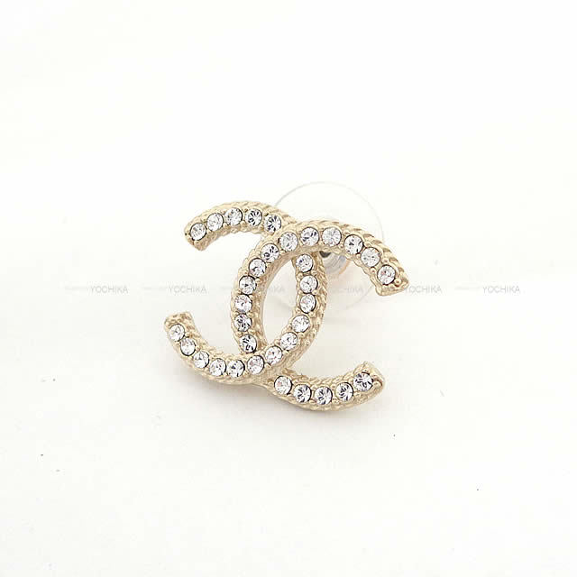 CHANEL シャネル ロープフレイム ラインストーン ココマーク ピアス ゴールド AB2638 新品
