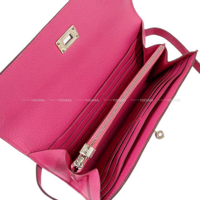HERMES エルメス 長財布 ケリーウォレット ロング ローズショッキング シェーブル シルバー金具 新品未使用