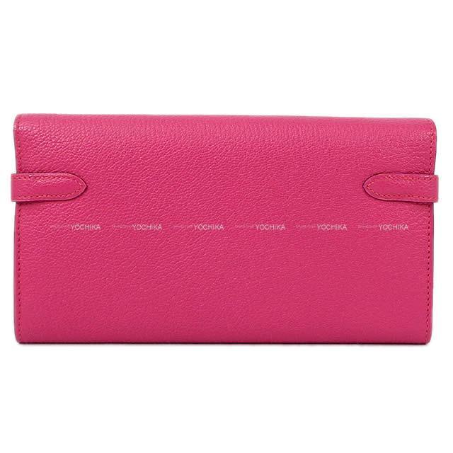 HERMES エルメス 長財布 ケリーウォレット ロング ローズショッキング シェーブル シルバー金具 新品未使用