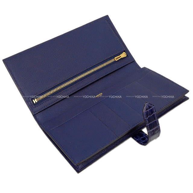 HERMES エルメス 長財布 ベアンスフレ ブルーアンクル (ブルーインク  