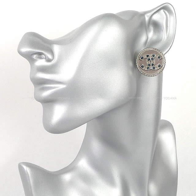 CHANEL シャネル コイン ココマーク 2カラー ラインストーン ピアス アンティー