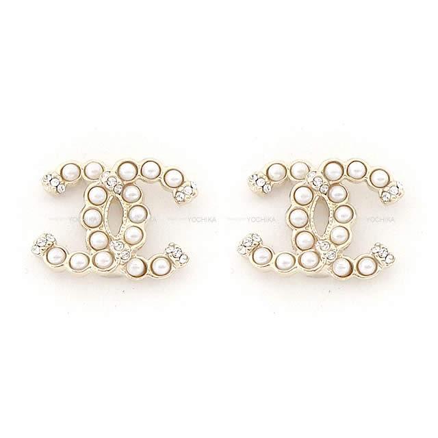 2019年 新作 CHANEL シャネル パール ラインストーン イン ココマーク ピアス ゴールド AB2434 新品