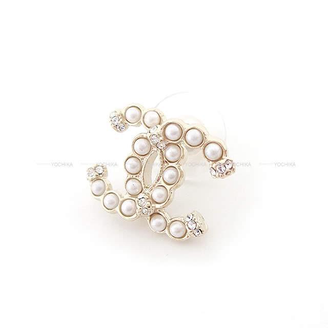 2019年 新作 CHANEL シャネル パール ラインストーン イン ココマーク ピアス ゴールド AB2434 新品