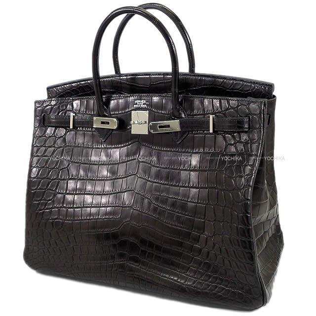 HERMES エルメス ハンドバッグ バーキン40 黒(ブラック) クロコダイル ニロティカス マット シルバー金具 新品未使用