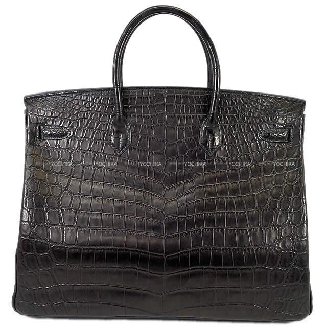 HERMES エルメス ハンドバッグ バーキン40 黒(ブラック) クロコダイル ニロティカス マット シルバー金具 新品未使用