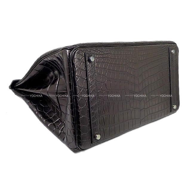 HERMES エルメス ハンドバッグ バーキン40 黒(ブラック) クロコダイル ニロティカス マット シルバー金具 新品未使用