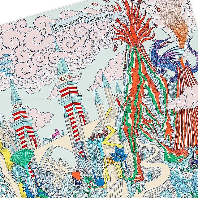 2019年秋冬 新作 HERMES エルメス スカーフ カレ90 "宇宙誌" ターコイズXジョーヌ