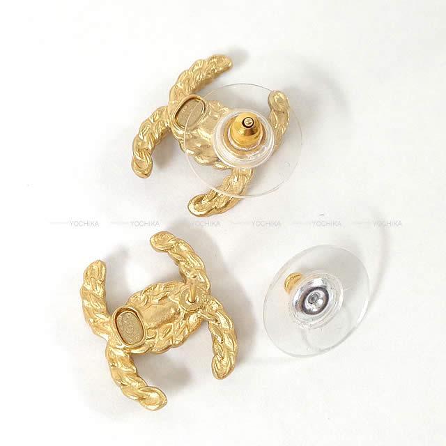2020年 新作 CHANEL シャネル ココマーク チェーン&カラーストーン ピアス 黒(ブ
