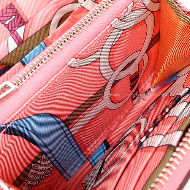 HERMES エルメス アザップ シルクイン コンパクト 財布 "乗馬の装具一式" ローズアザレ