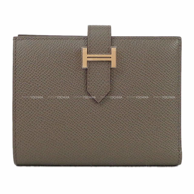 HERMES エルメス 財布 ベアンコンパクト エタン エプソン ローズゴールド金具 新品