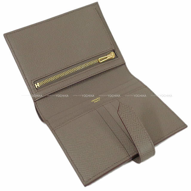 HERMES エルメス 財布 ベアンコンパクト エタン エプソン ローズゴールド金具 新品