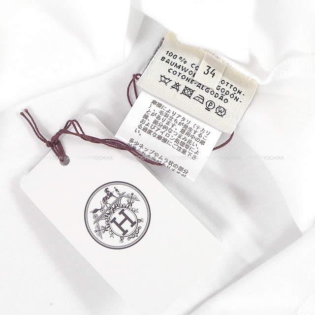 HERMES エルメス Vネック Tシャツ ポケット付 刺繍 #34 白(ホワイト) コットン100% 新品未使用