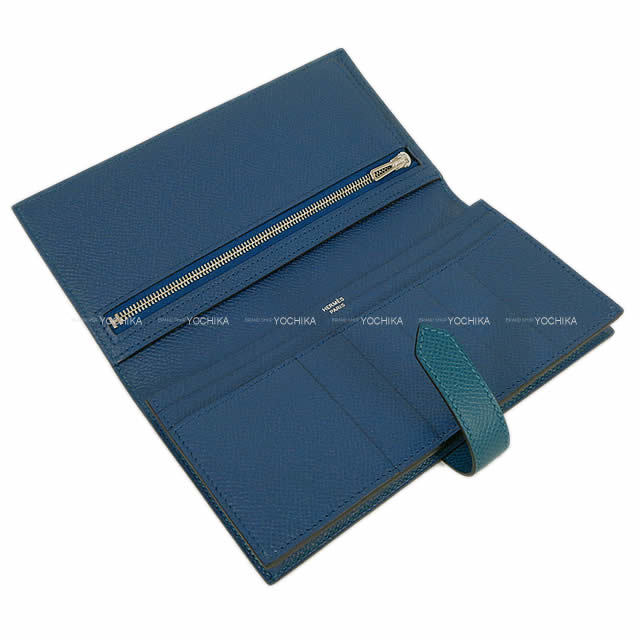 HERMES エルメス 長財布 ベアンスフレ ヴェルソ ヴェールボスフォールXディープブルー エプソン シルバー金具 新品