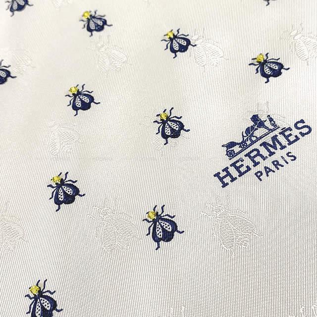 HERMES エルメス スカーフ カレ70 刺繍 ビーズ "プチ・アベイユ ブロード" アイボリー